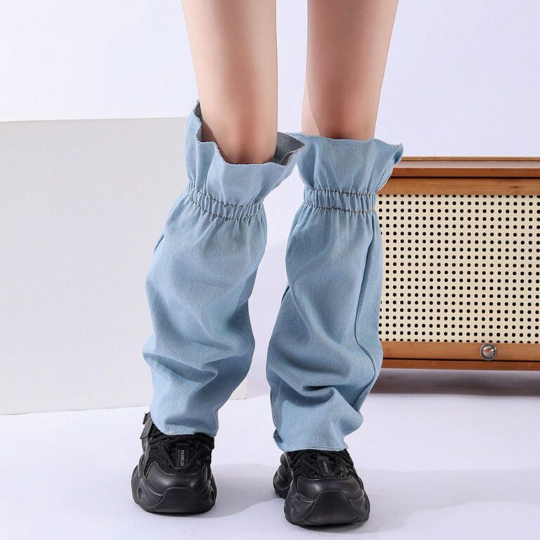 Long Knee-High Leg Warmers Classic Versatile Denim Boot Leg Warmers