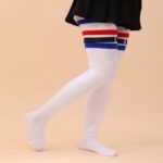 Long Knee-High Leg Warmers Plus Size Striped Tie Thigh High Socks