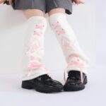Long Knee-High Leg Warmers Flare Cuff Star Ribbon Knit Leg Warmers