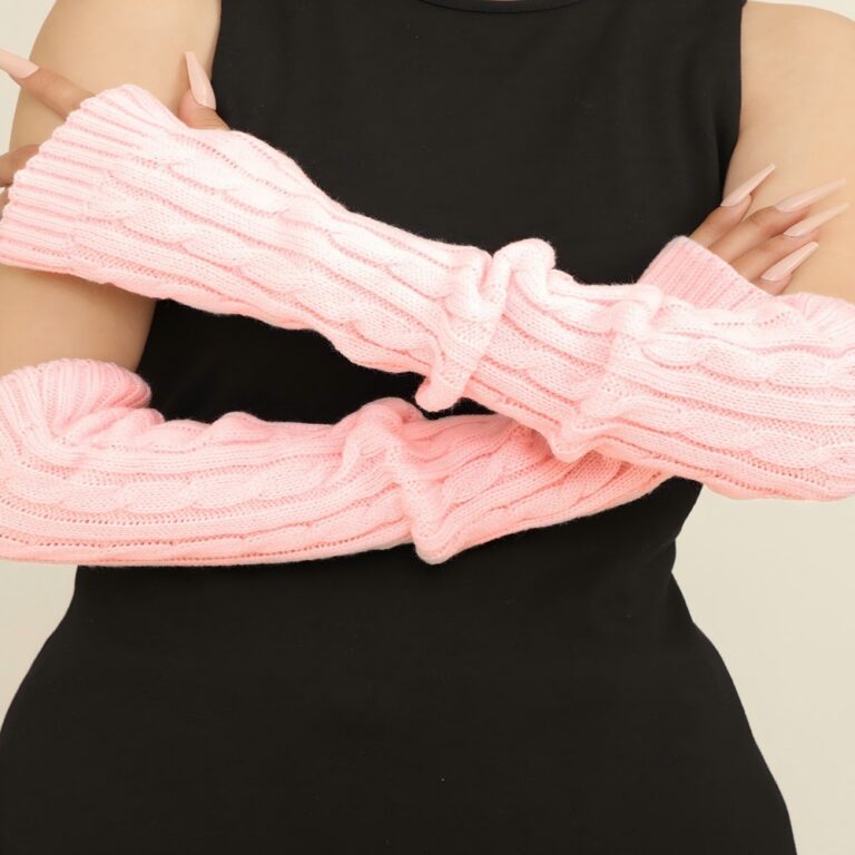Long Arm Warmers Long Cable Twist Knit Arm Warmers Fingerless Gloves