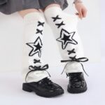 Long Knee-High Leg Warmers Flare Cuff Star Ribbon Knit Leg Warmers
