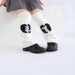 Long Knee-High Leg Warmers Fashion Cable Knit Heart Flare Cuff Leg Warmers