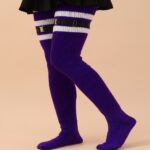 Long Knee-High Leg Warmers Plus Size Striped Tie Thigh High Socks
