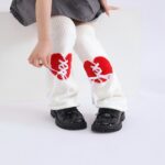 Long Knee-High Leg Warmers Fashion Cable Knit Heart Flare Cuff Leg Warmers
