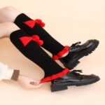Long Knee-High Leg Warmers Two-Tone Bowknot JK Leg Warmers