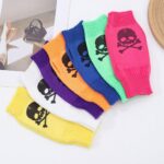Short Fingerless Gloves Halloween Candy-Colored Short Knit Gloves
