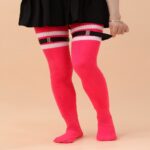 Long Knee-High Leg Warmers Plus Size Striped Tie Thigh High Socks
