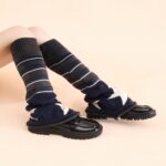 Long Knee-High Leg Warmers Flare Cuff Star Knit Boot Leg Warmers