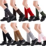 Long Knee-High Leg Warmers Fleece Lined Cable Twist Knee-High Knit Leg Warmers