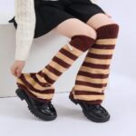 Long Knee-High Leg Warmers Best-Selling Bell-Mouth Solid & Striped Leg Warmers
