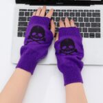Short Fingerless Gloves Halloween Candy-Colored Short Knit Gloves