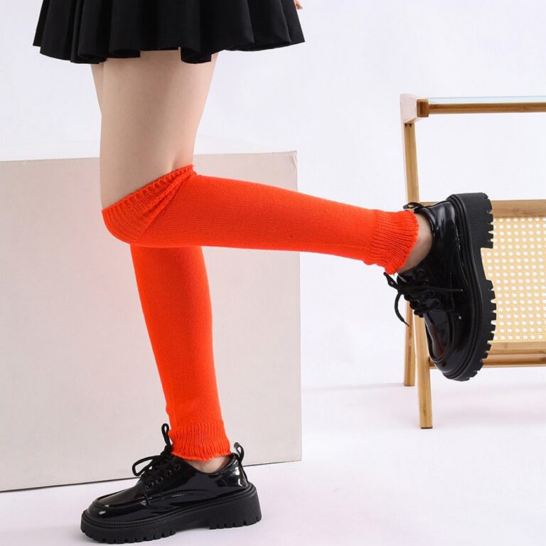 Long Knee-High Leg Warmers Lightweight Holiday Candy-Colored Leg Warmers