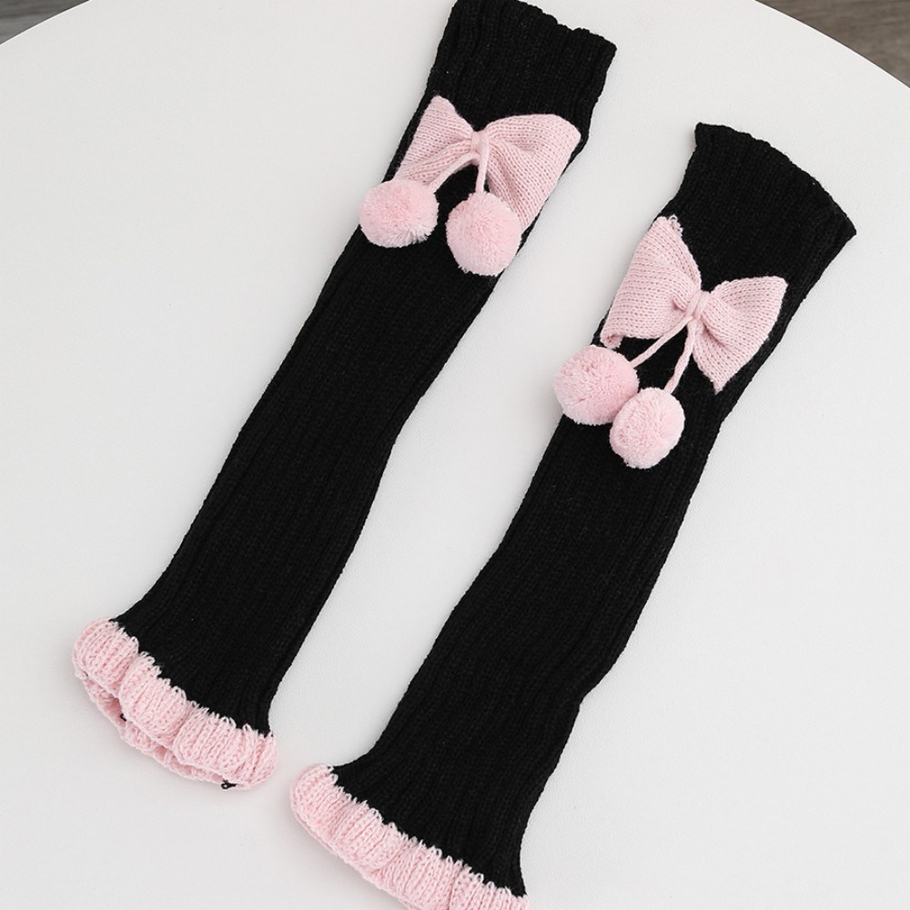 Long Knee-High Leg Warmers Two-Tone Bowknot JK Leg Warmers