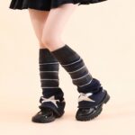 Long Knee-High Leg Warmers Flare Cuff Star Knit Boot Leg Warmers