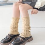 Long Knee-High Leg Warmers Classic Versatile Knee-High Cable Knit Leg Warmers