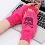 Short Fingerless Gloves Halloween Candy-Colored Short Knit Gloves