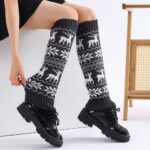Long Knee-High Leg Warmers Winter Christmas Jacquard Deer Knee-High Leg Warmers
