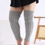 Long Knee-High Leg Warmers Plus Size Cable Twist Knit Warm Leg Warmers