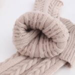 Long Knee-High Leg Warmers Fashionable Fold-Over Cable-Knit Button Leg Warmers