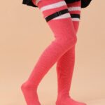 Long Knee-High Leg Warmers Plus Size Striped Tie Thigh High Socks