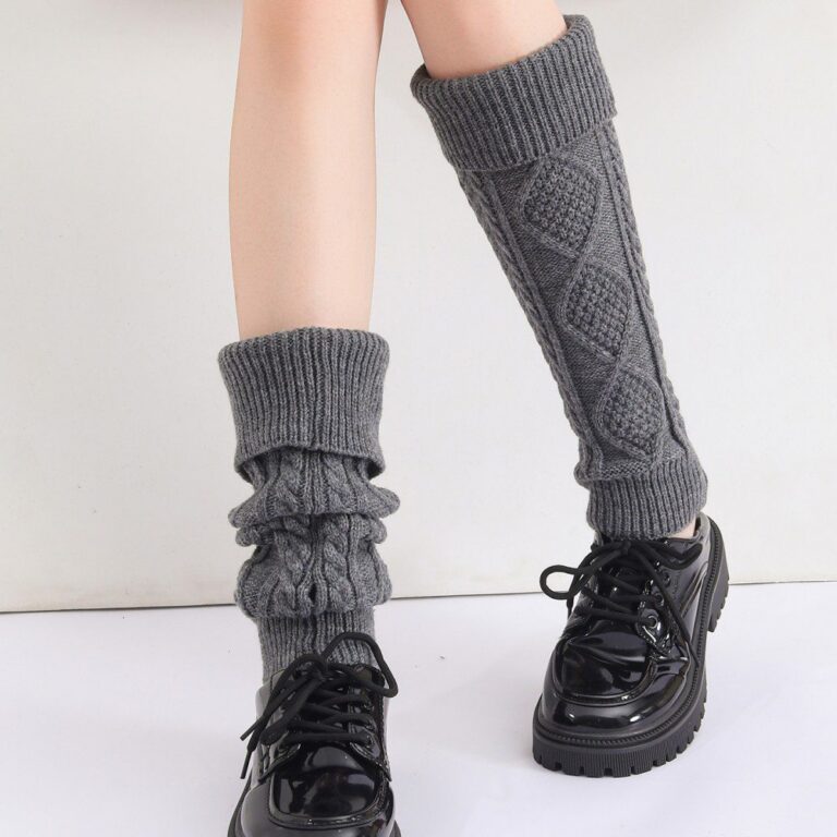 Long Knee-High Leg Warmers Best-Selling Jacquard Orchid Warm Leg Warmers