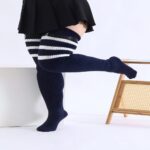 Long Knee-High Leg Warmers Plus Size Striped Tie Thigh High Socks