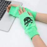 Short Fingerless Gloves Halloween Candy-Colored Short Knit Gloves