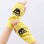 Short Fingerless Gloves Halloween Candy-Colored Short Knit Gloves