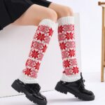 Long Knee-High Leg Warmers Snowflake Christmas Jacquard Leg Warmers