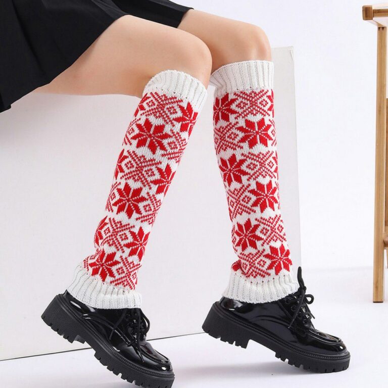 Long Knee-High Leg Warmers Snowflake Christmas Jacquard Leg Warmers