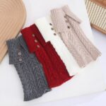 Long Knee-High Leg Warmers Fashionable Fold-Over Cable-Knit Button Leg Warmers