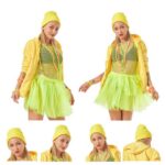 Long Knee-High Leg Warmers Fluorescent Candy-Colored Plain Knit Beanie
