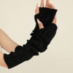 Long Arm Warmers Long Cable Twist Knit Arm Warmers Fingerless Gloves