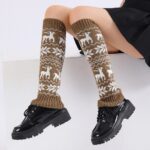 Long Knee-High Leg Warmers Winter Christmas Jacquard Deer Knee-High Leg Warmers
