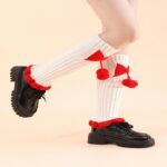 Long Knee-High Leg Warmers Two-Tone Bowknot JK Leg Warmers