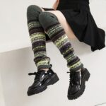 Long Knee-High Leg Warmers Bestseller Bohemian Knee-High Knit Leg Warmers
