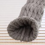 Long Knee-High Leg Warmers Cable-Knit Pom-Pom Leg Warmers