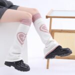 Long Knee-High Leg Warmers Y2K Cosplay Heart Jacquard Flare Cuff Knit Leg Warmers