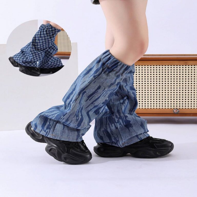 Long Knee-High Leg Warmers Bestseller Denim Stripe & Plaid Knee-High Leg Warmers