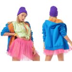 Long Knee-High Leg Warmers Fluorescent Candy-Colored Plain Knit Beanie