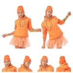 Long Knee-High Leg Warmers Fluorescent Candy-Colored Plain Knit Beanie