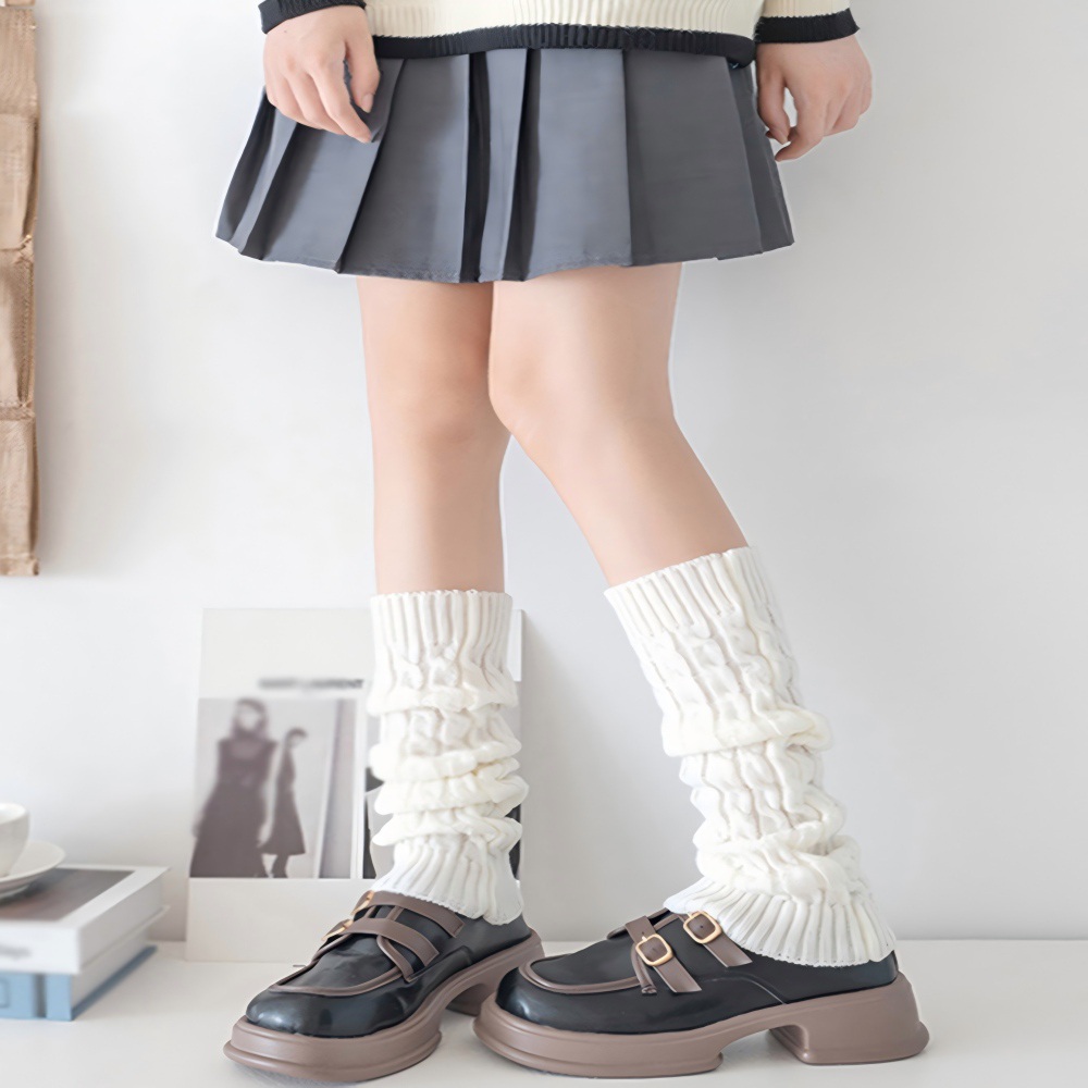 Long Knee-High Leg Warmers Classic Versatile Knee-High Cable Knit Leg Warmers