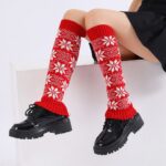 Long Knee-High Leg Warmers Snowflake Christmas Jacquard Leg Warmers