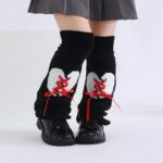 Long Knee-High Leg Warmers Fashion Cable Knit Heart Flare Cuff Leg Warmers